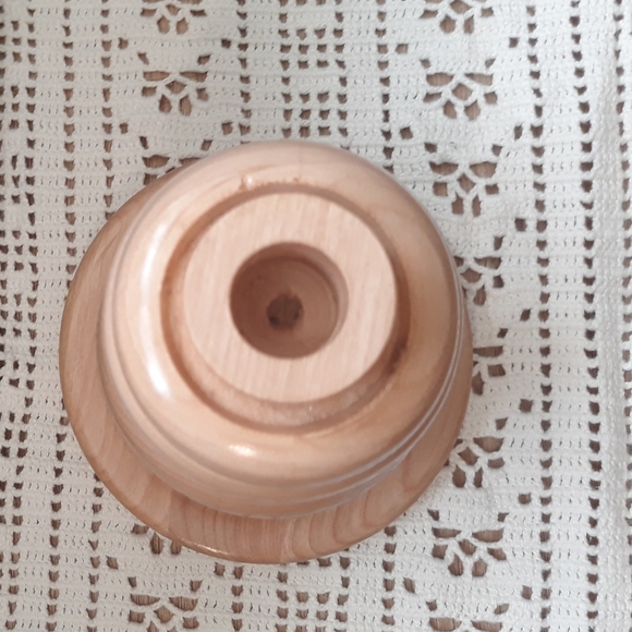 Vintage Mid-Century Maple Hand Turned Wooden Candle Holder - Picture 7 of 11
